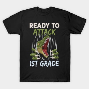 Dinosaur Kids Ready To Attack 1St Grade Boys Back To School T-Shirt